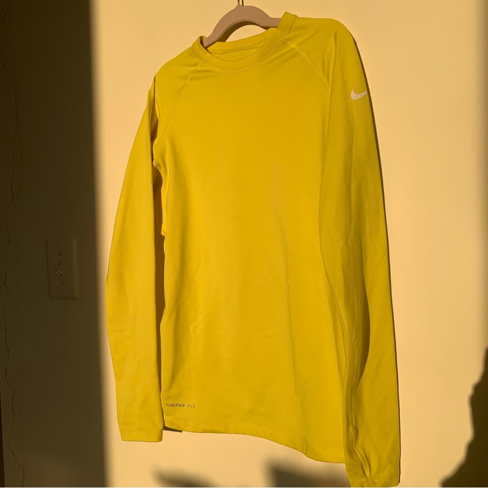 NIKE pro combat yellow long sleeve